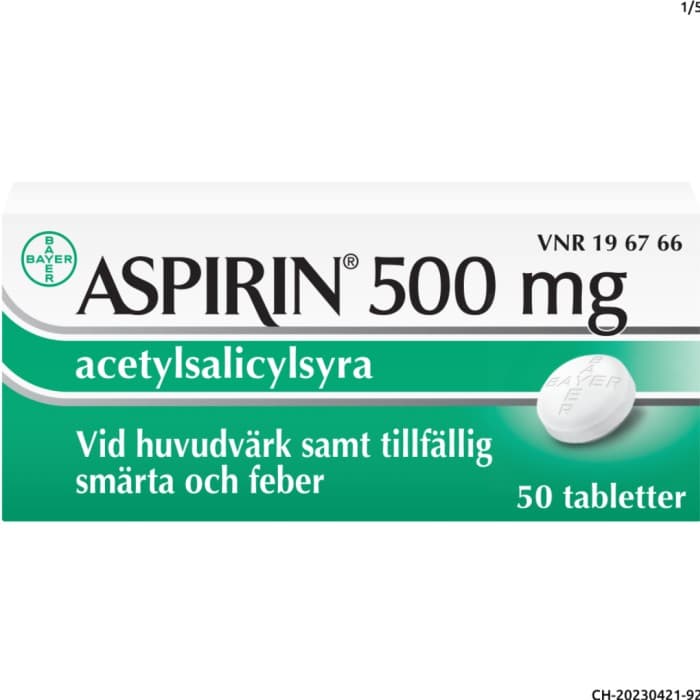 Aspirin, tablett 500 mg 50 st från Aspirin – tabletter