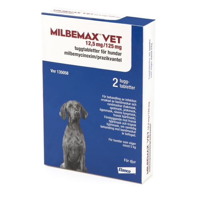 Milbemax vet., tuggtablett 12,5 mg/125 mg 2 st från Milbemax – tabletter