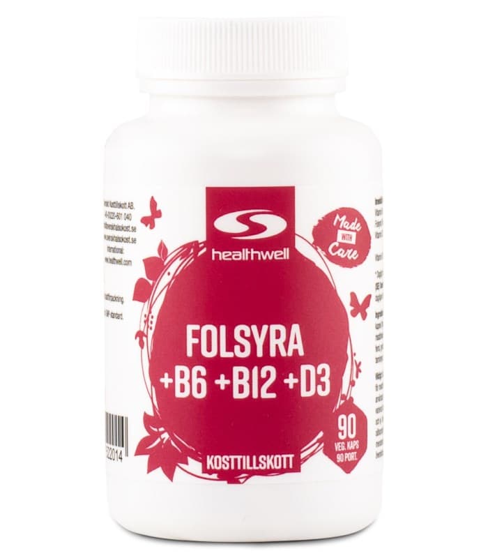 Healthwell Folsyra+B6+B12+D från Healthwell – kosttillskott