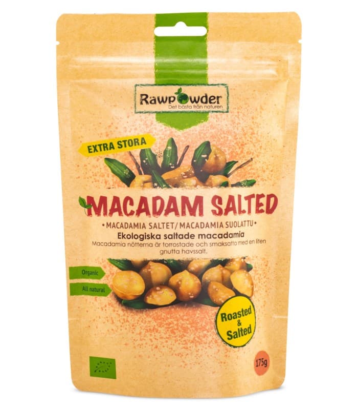 RawPowder Macadam Nötter Saltade/Rostade från RawPowder – pulver