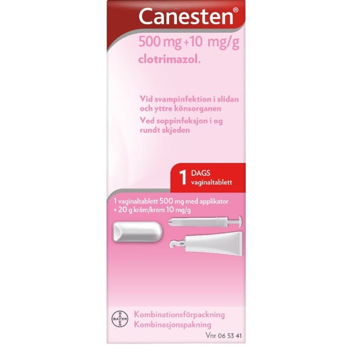 Canesten 1 vaginaltablett 500 mg + 20 g kräm 1% från Canesten – tabletter