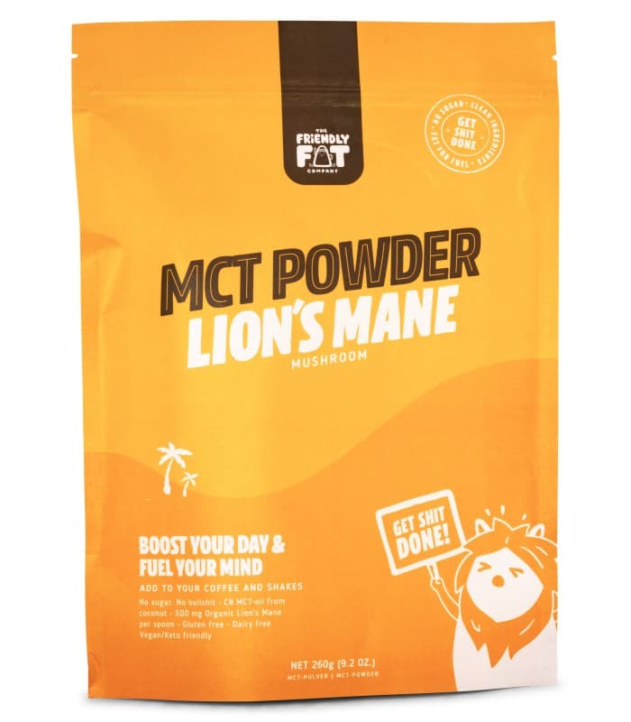 The Friendly Fat Company C8 MCT-Pulver m Lions Mane Mushroom från The Friendly Fat Company – pulver