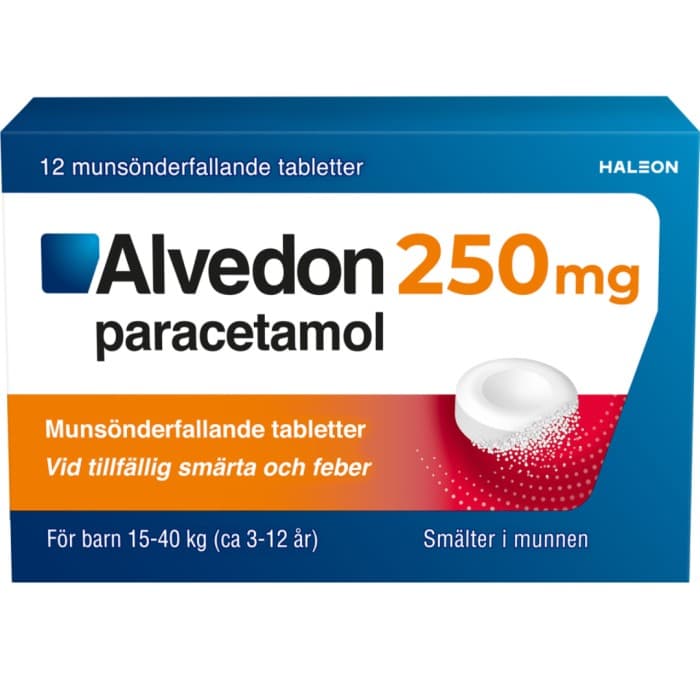 Alvedon, munsönderfallande tablett 250 mg 12 st (15-40 kg) från Alvedon – tabletter