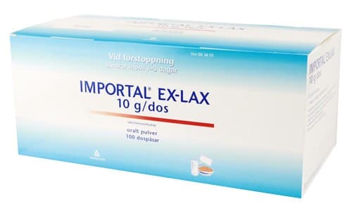 Importal Ex-Lax, oralt pulver i dospåse 10 g Vitaflo Scandinavia AB 100 st från Okänd – pulver