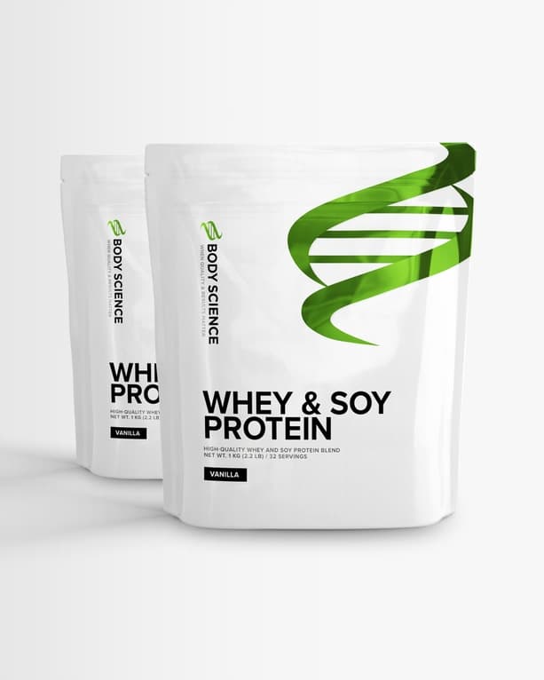 2 st Whey & Soy Protein från Body Science – pulver