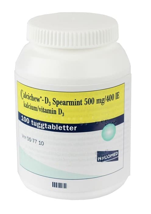 Calcichew-D3 Spearmint, tuggtablett 500 mg/400 IE Orifarm Healthcare - 100 styck från Okänd – tabletter