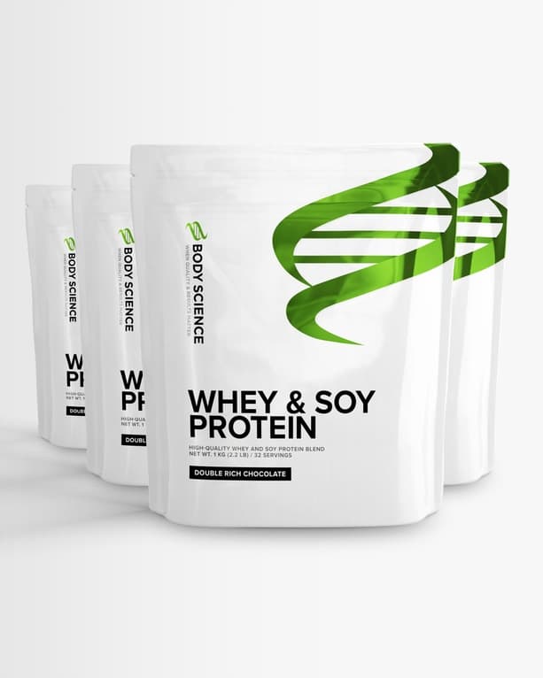 4 st Whey & Soy Protein från Body Science – pulver