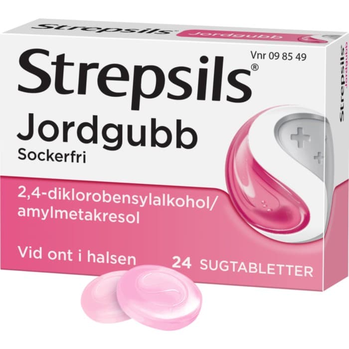 Strepsils Jordgubb, sugtablett 24 st från Strepsils – tabletter