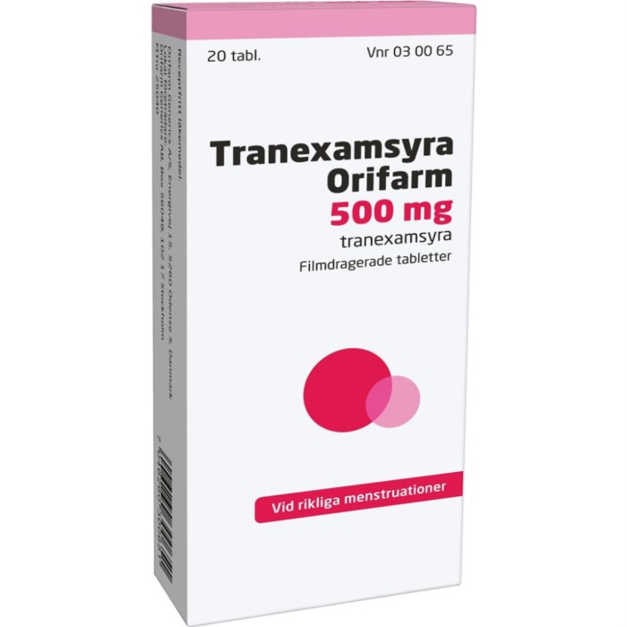 Tranexamsyra Orifarm, filmdragerad tablett 500 mg 20 st från Orifarm – tabletter