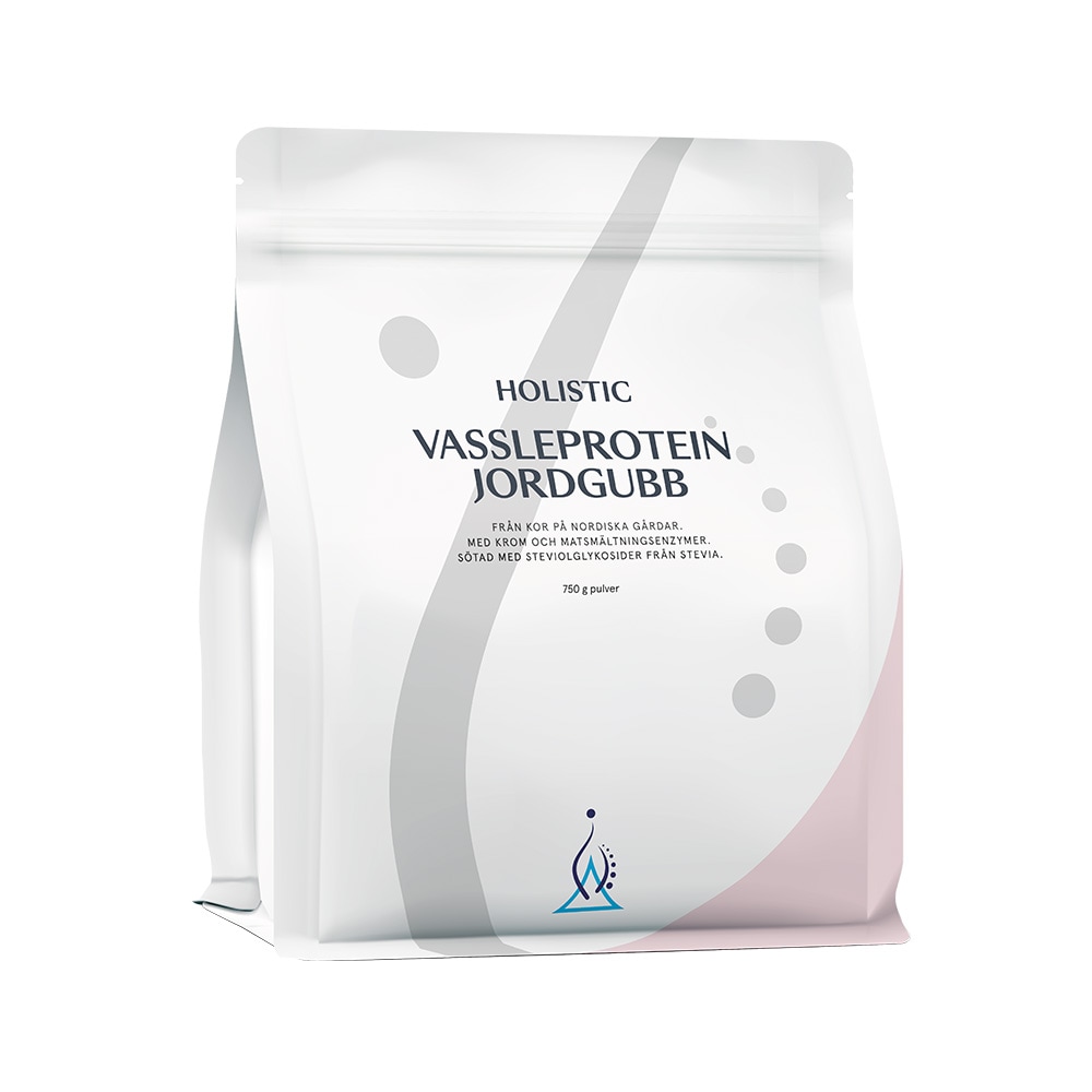 Vassleprotein jordgubb 750g från Holistic – pulver