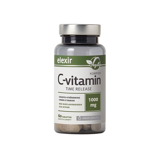 C-vitamin 1000 mg Time release 60 tabletter från Elexir Pharma – tabletter