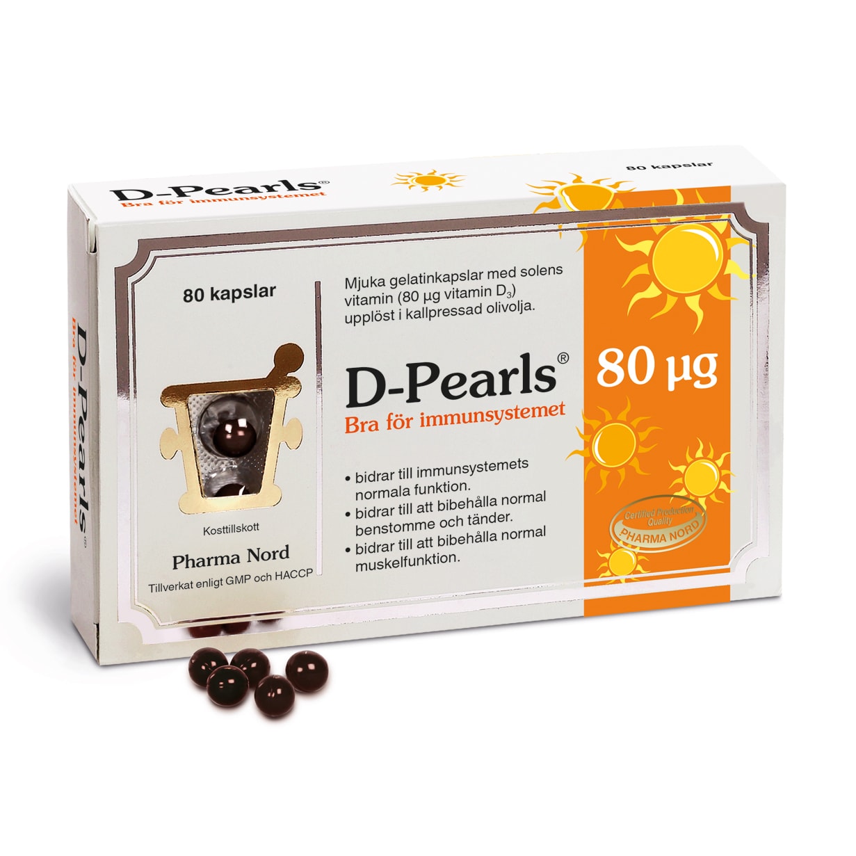 D3-Pearls 3200IE 80 kapslar från Pharma Nord – kapslar