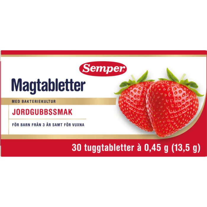 Semper Magtabletter Jordgubb 30 tabletter från Semper – tabletter