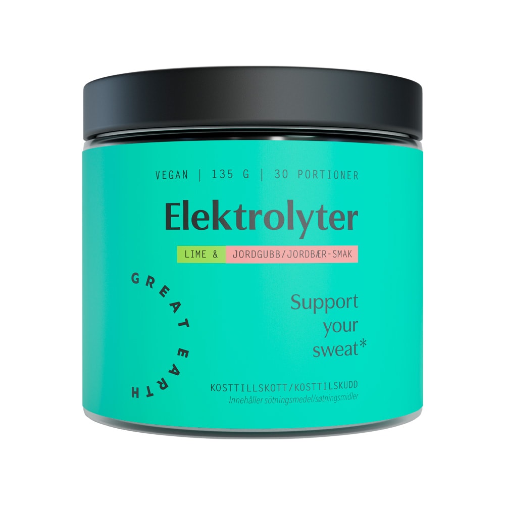 Elektrolyter Jordgubb/Lime 135g från Great Earth – pulver