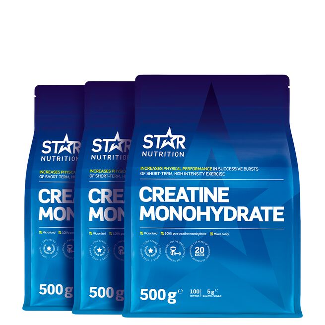 3 x Kreatin Monohydrat 500 g från Star Nutrition – pulver