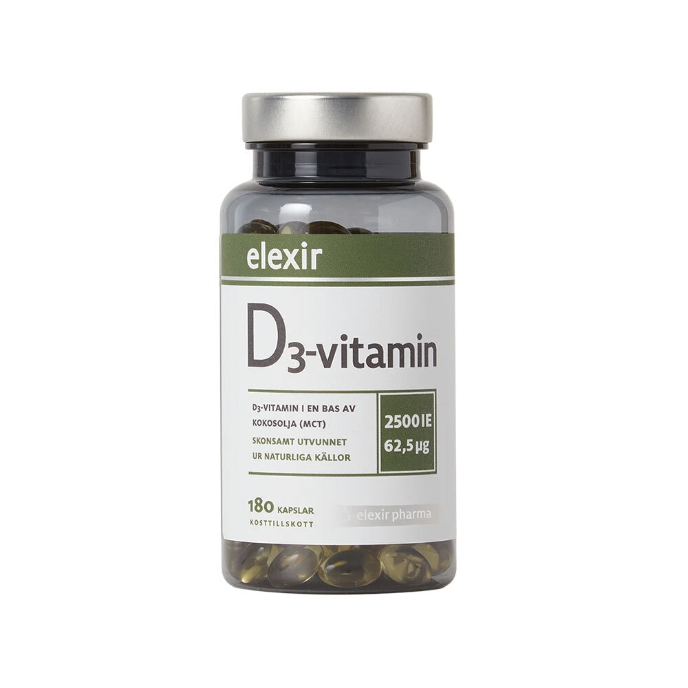 D3 Vitamin 2500IE 180 kapslar från Elexir Pharma – kapslar