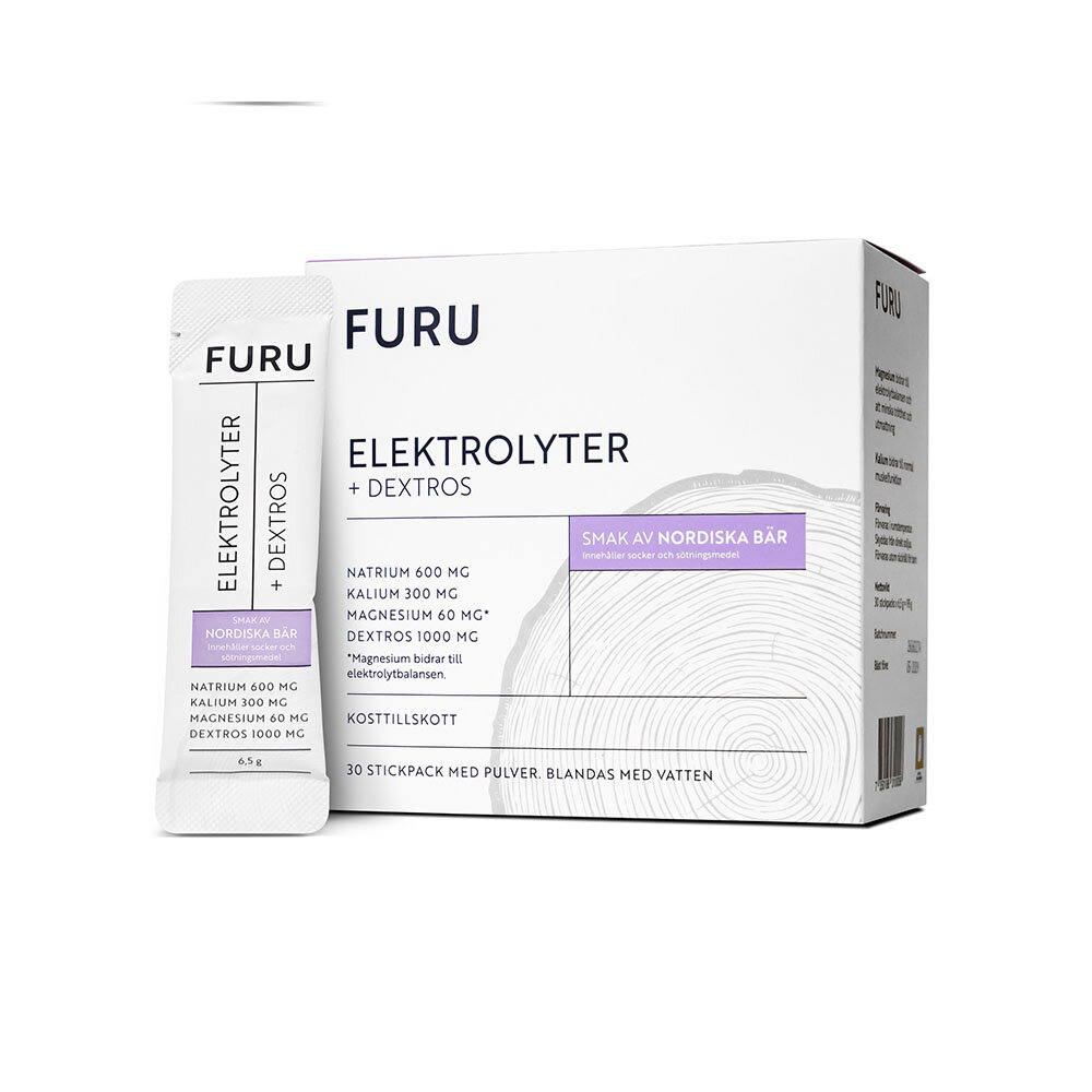 Elektrolyter + Dextros Nordiska Bär 30 stickpacks från FURU – pulver