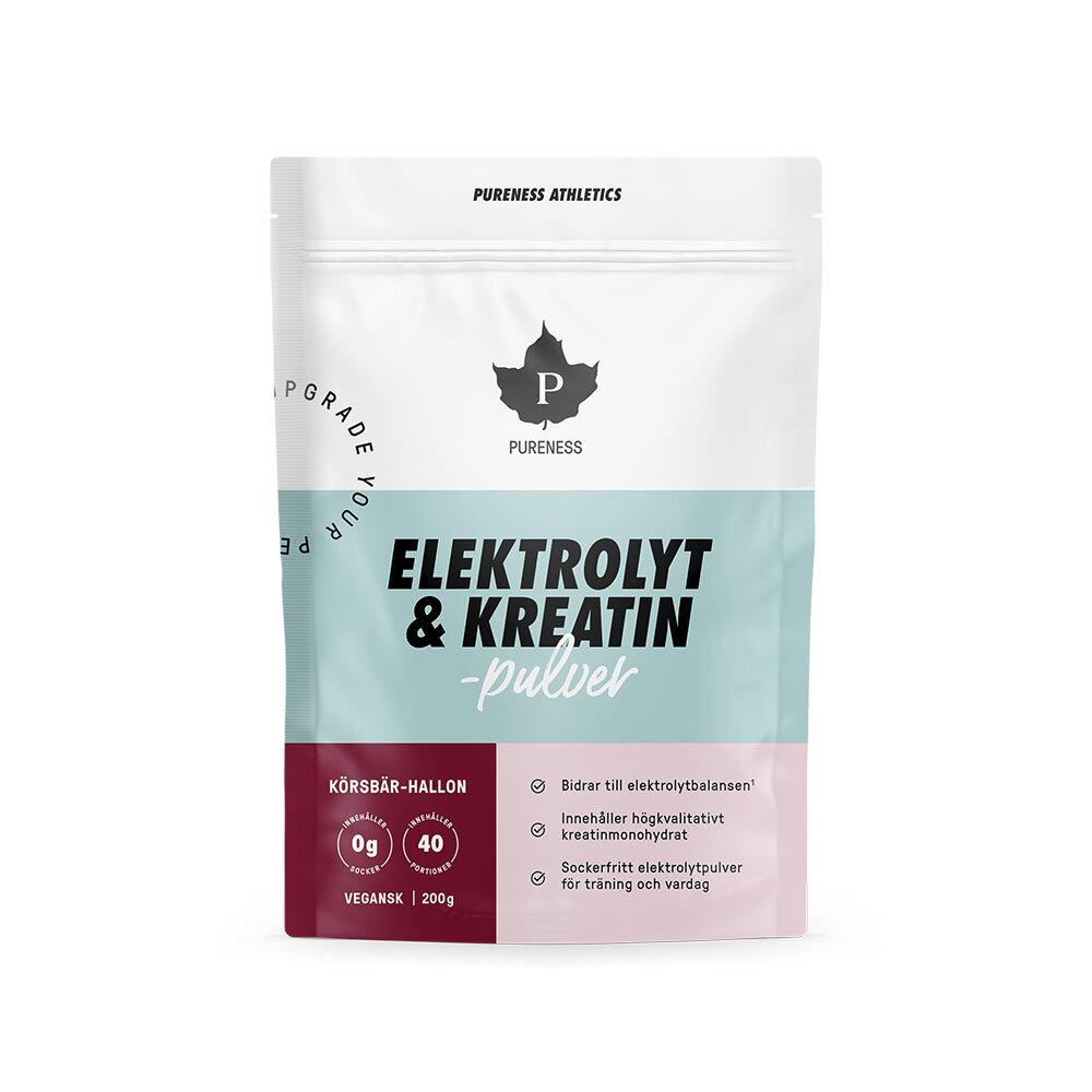Elektrolyt & Kreatinpulver Körsbär Hallon 200g från Pureness – pulver