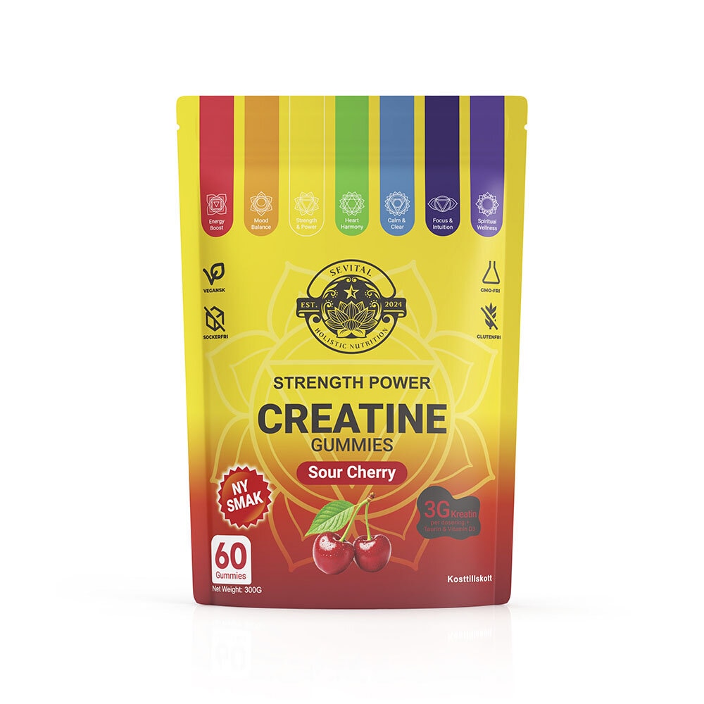 Kreatin Gummies 60st Sour Cherry från Sevital – bar