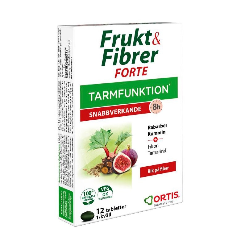 Frukt & Fibrer Forte 12 tabletter från Ortis – tabletter