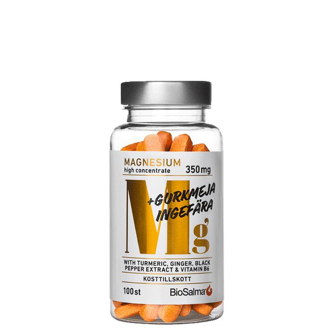 Magnesium 350 mg + Gurkmeja Ingefära 100 tabletter från BioSalma – tabletter