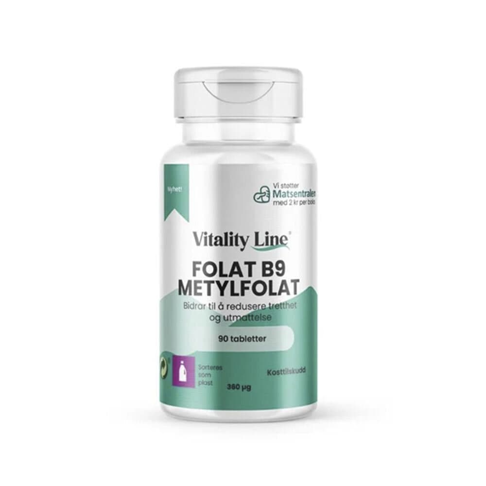 Metylfolat 400µg 90 tabletter från Vitality Line – tabletter