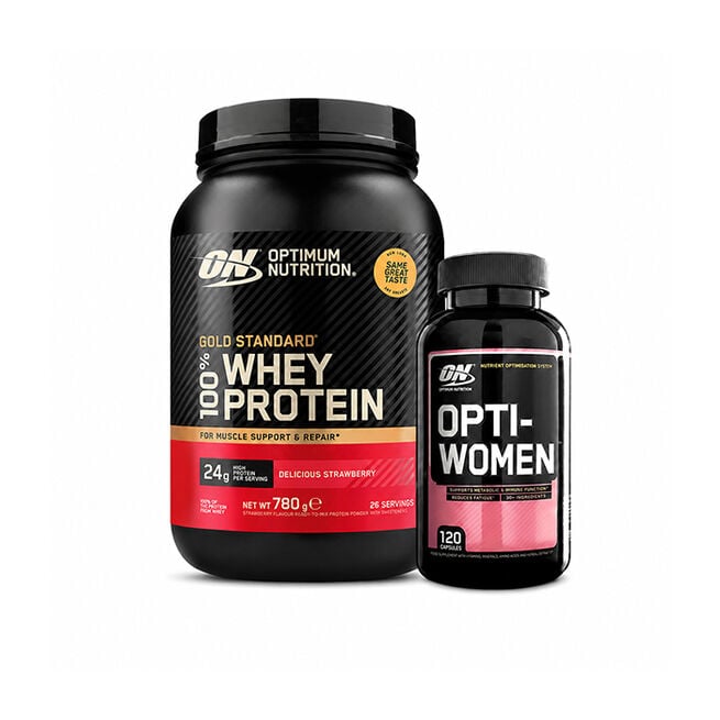 100% Whey Gold Standard Vassleprotein 700 g + Opti-Women, 120 Kapslar från Optimum Nutrition – pulver