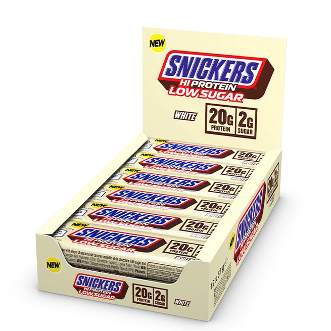 12 x Snickers High Protein Bar Low Sugar 57 g Vit Choklad från Mars – bar