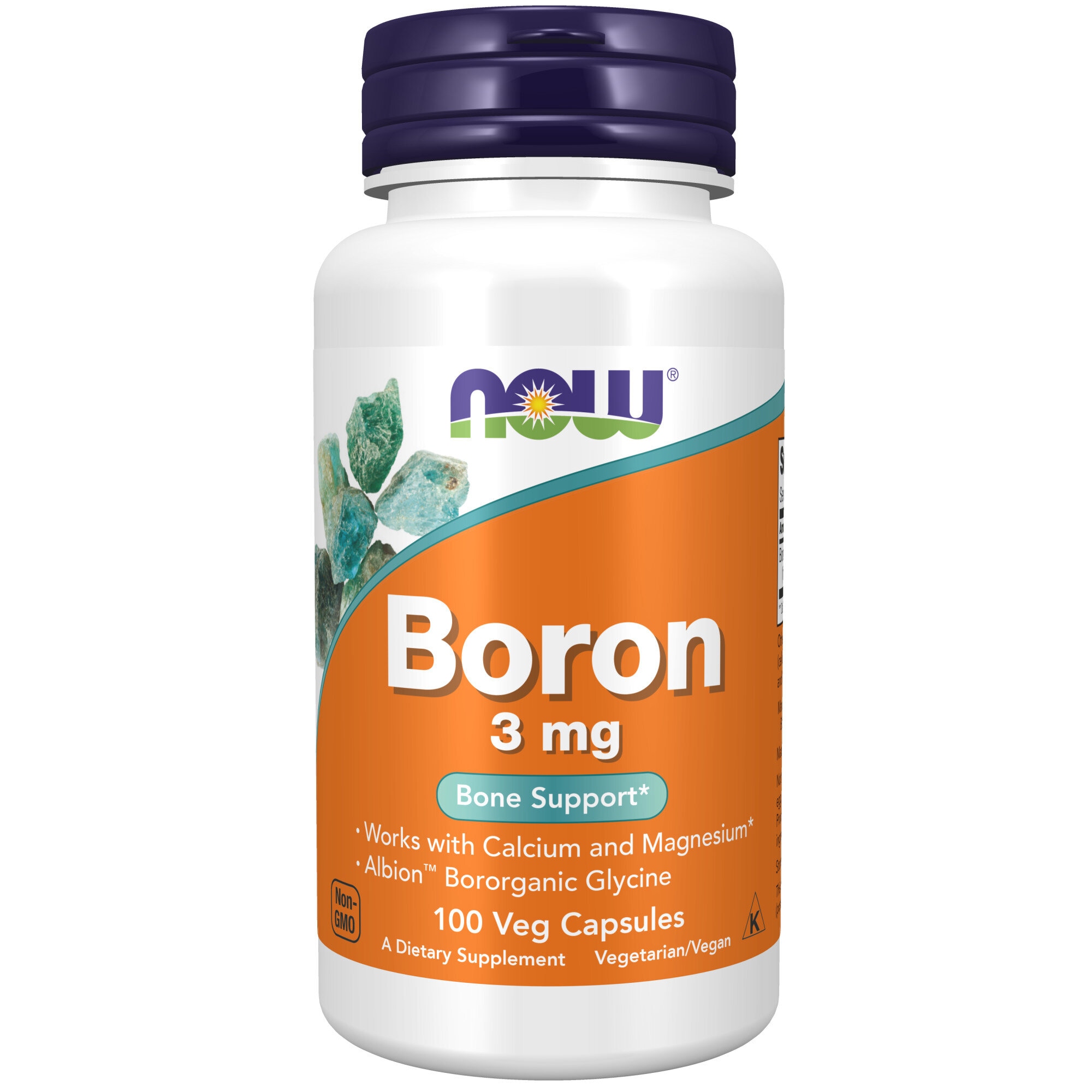 Boron 3mg 100 vegetabiliska kapslar från Now – kapslar