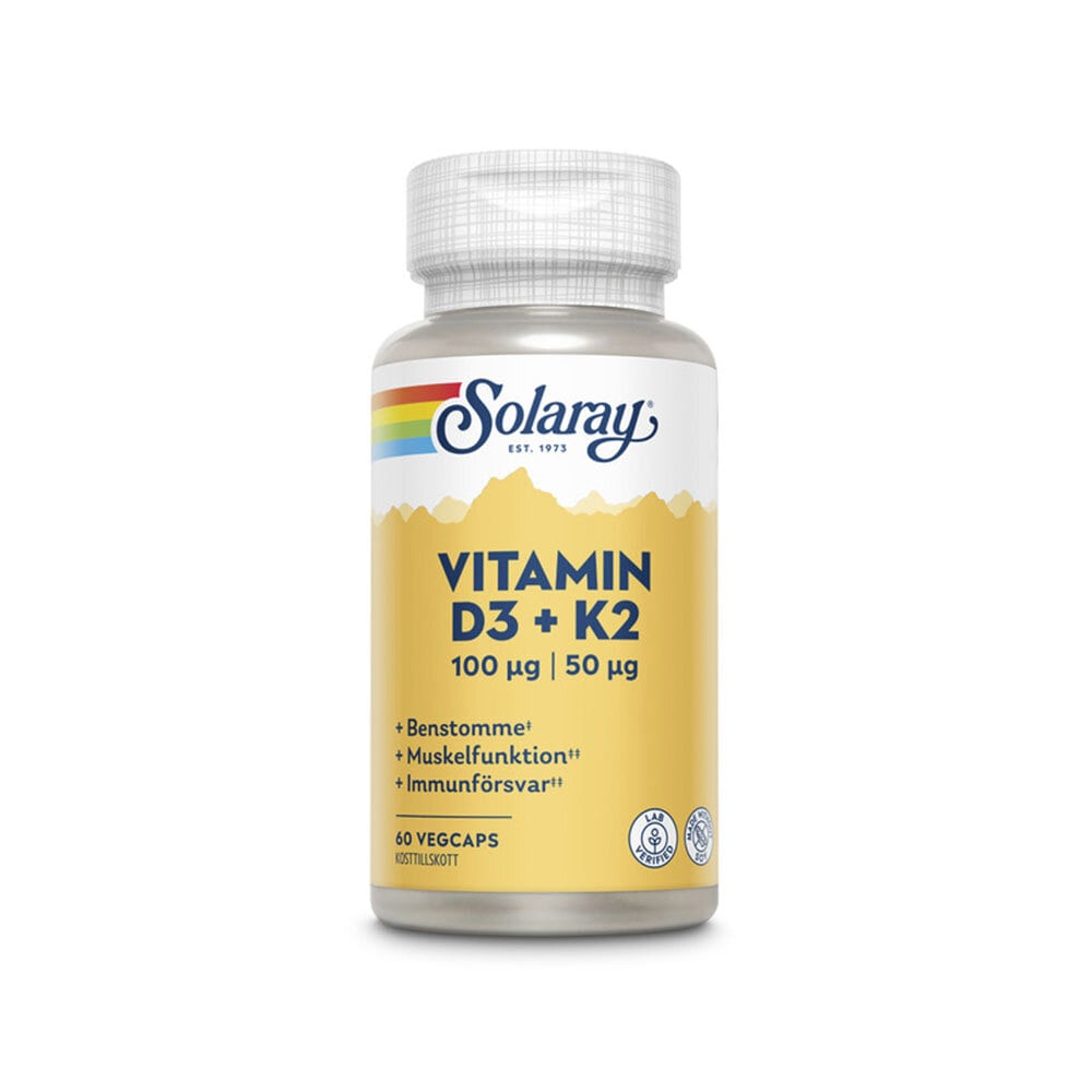 Vitamin D-3 & K-2, 60 kpsl från Solaray – kapslar