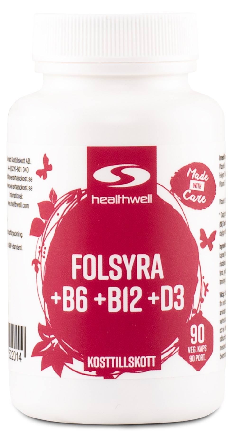 Healthwell Folsyra+B6+B12+D3 från Healthwell – kapslar