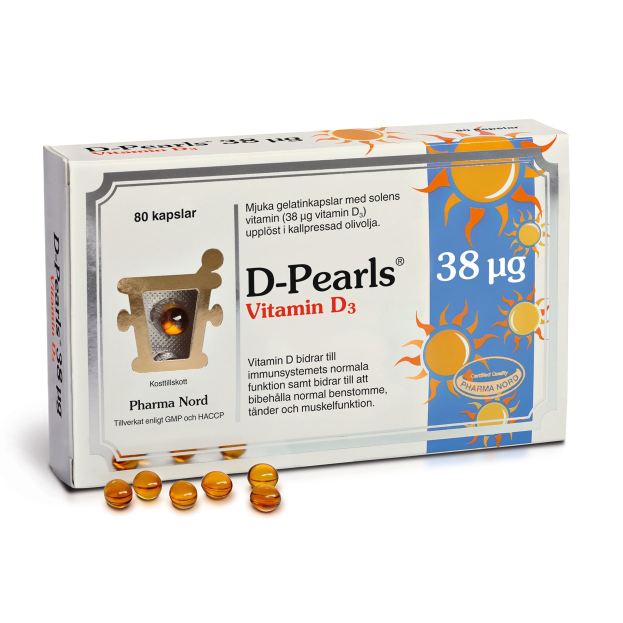 D3-Pearls 1520IE 80 kapslar från Pharma Nord – kapslar