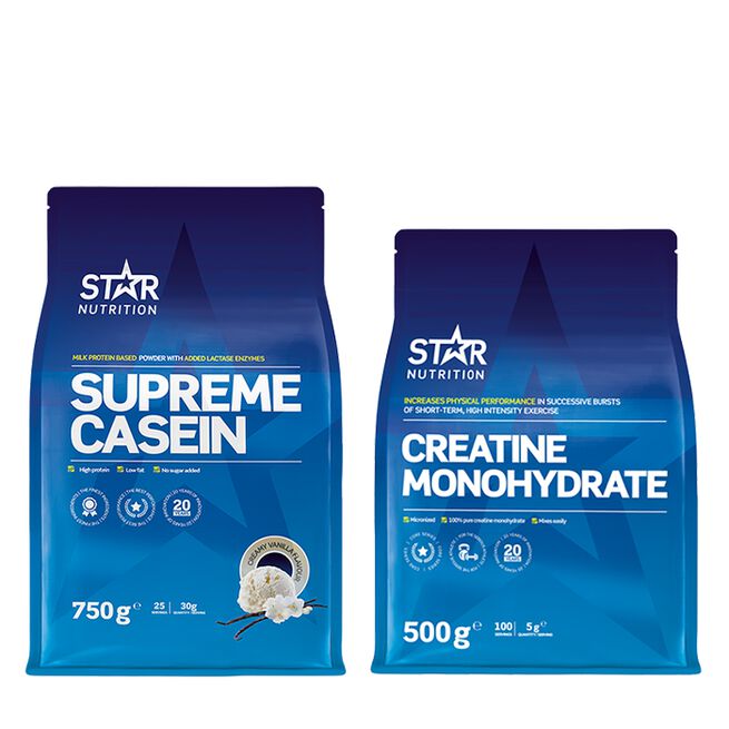 Supreme Casein 750g + Creatine Monohydrate 500g från Star Nutrition – pulver