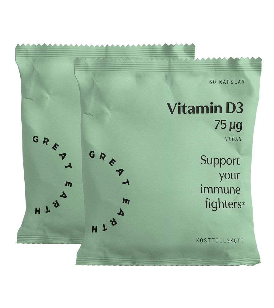 Vitamin D3 75 mcg refill 2 pack från Great Earth – kapslar