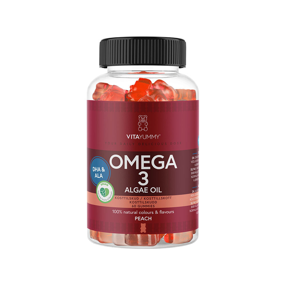 Omega3 Algae Oil Peach 60st från VitaYummy – bar