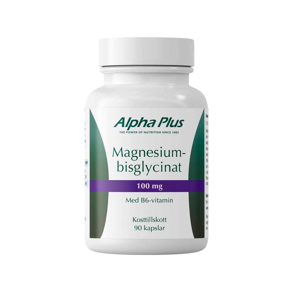 Magnesiumbisglycinat 100mg 90 kap från Alpha Plus – kapslar