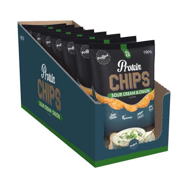 8 x Protein Chips Sour Cream Onion box från Näno Supps – bar