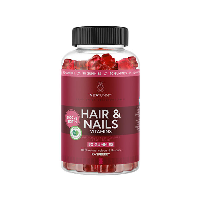 Hair & Nails Vitamins Hallon 110 st Gummies från VITAYUMMY – bar