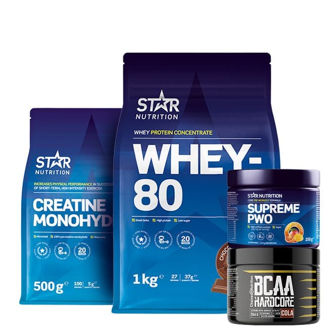 Bygga muskler-paketet från Star Nutrition – pulver