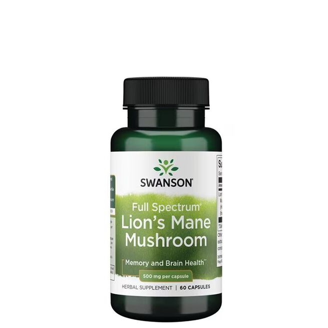 Full Spectrum Lion's Mane Mushroom 500 mg 60 kapslar från Swanson – kapslar
