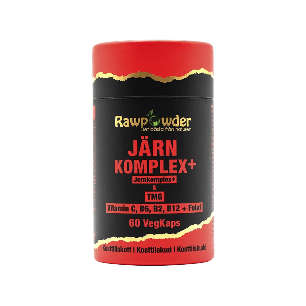 Järn Komplex+ 60 vegetabiliska kapslar från Rawpowder – kapslar