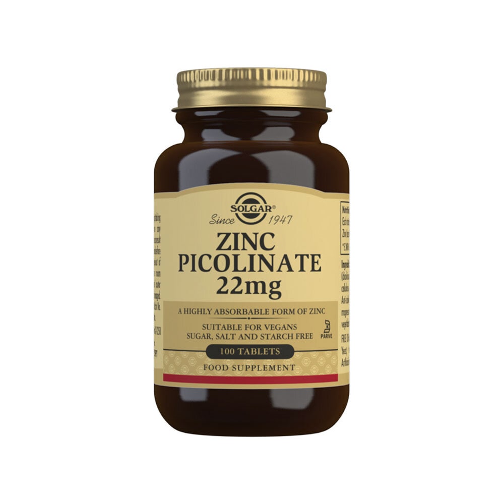 Zink Picolinate 22 mg 100 tabetter från Solgar – tabletter