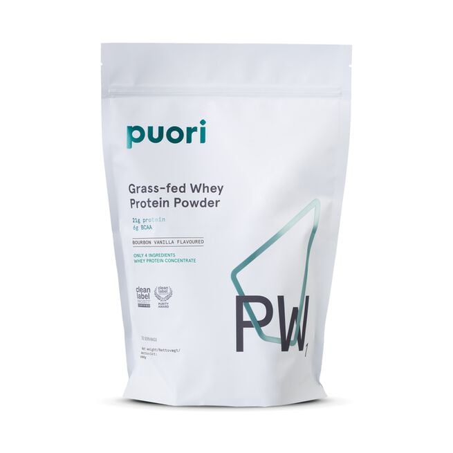 PW1 - Gräsbetat whey proteinpulver med bourbon vanilj 900 g från Puori – pulver