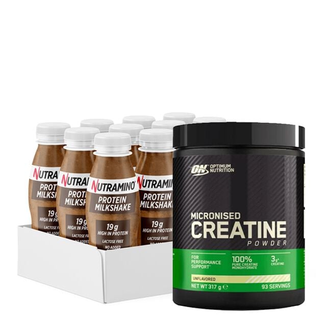 Nutramino Protein Shake 250 ml 12-pack + Creatine Powder 317 g från Nutramino – vätskor