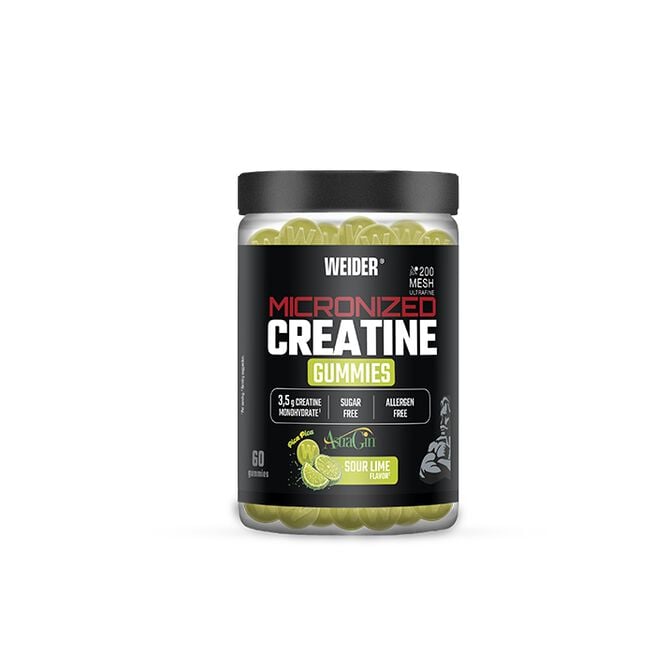 Micronized 200 Mesh Creatine 60 gummies Sour Lime från Weider – gel