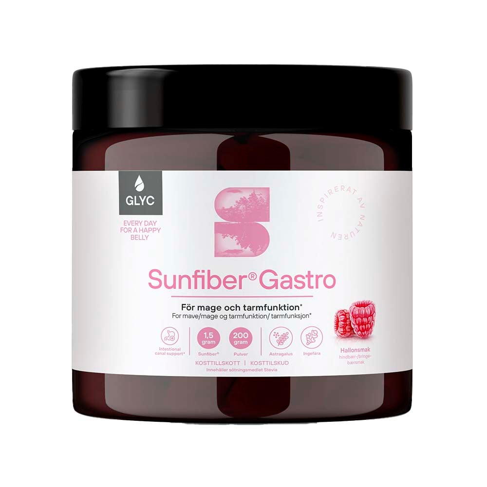 Sunfiber Gastro Hallon 200g från Glyc – pulver