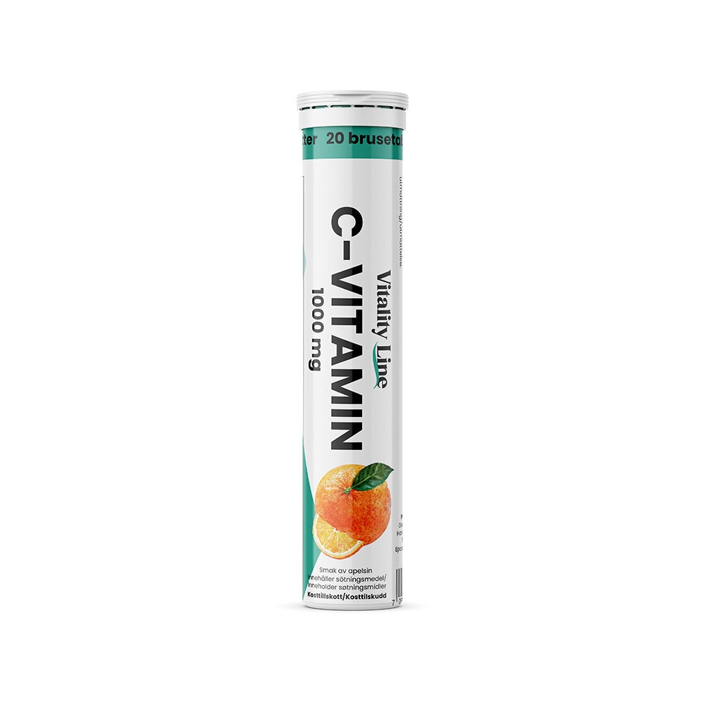 C-vitamin 1000mg apelsin 20st brustabletter från Vitality Line – tabletter