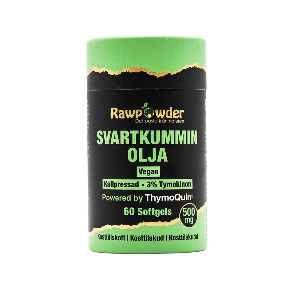 Svartkumminolja 500mg 60 Softgels från Rawpowder – kapslar