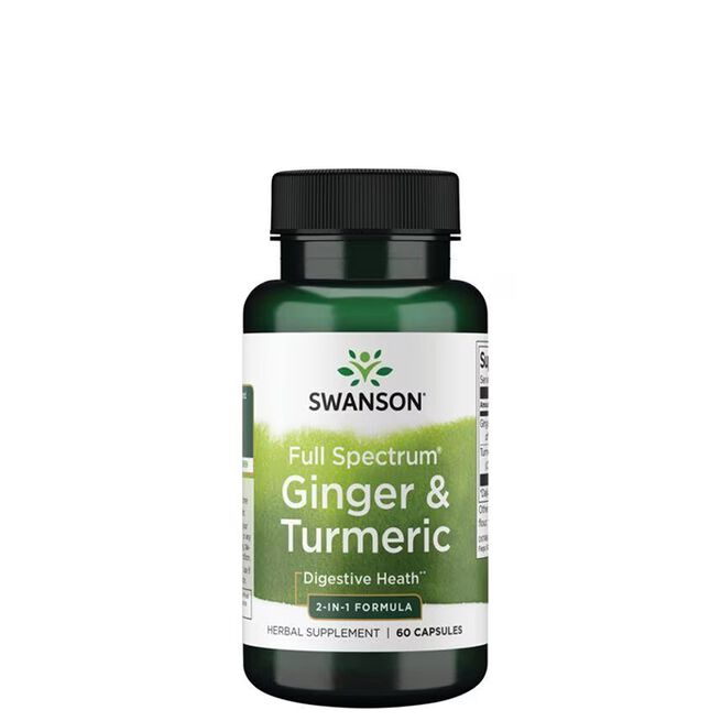 Full Spectrum Ginger & Turmeric 2-in-1 Formula 60 kapslar från Swanson – kapslar