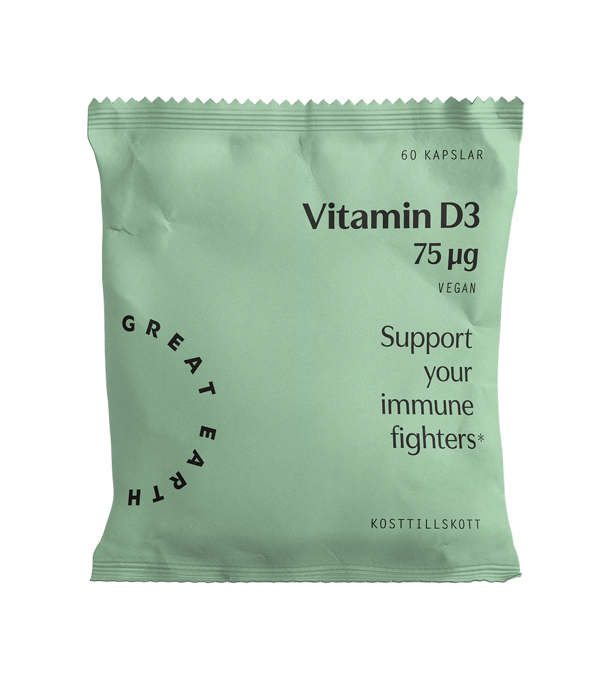 Vitamin D3 75 mcg refill från Great Earth – kapslar